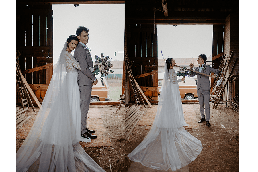 fotografia zo svadby v retro stodole