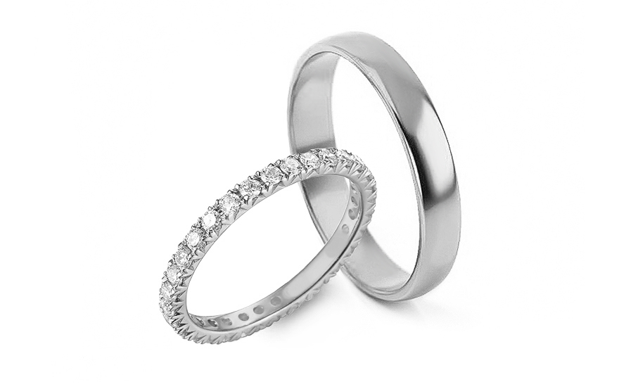 diamantové svadobné prstene z bieleho zlata