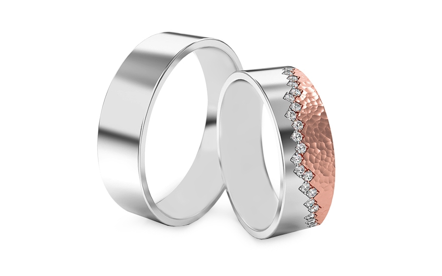 kombinované svadobné prstene z bieleho a ružového zlata
